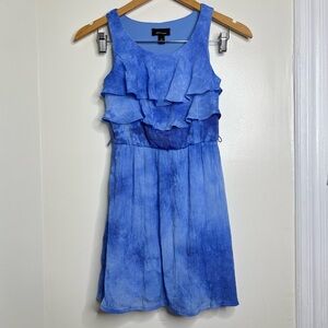 Amy’s Closet Blue Ruffled Dress Tie Dye Kids Size 12 Sleeveless Lined
